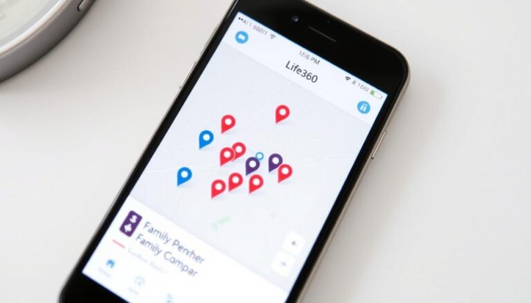 Life360 app interface showing family location tracking features