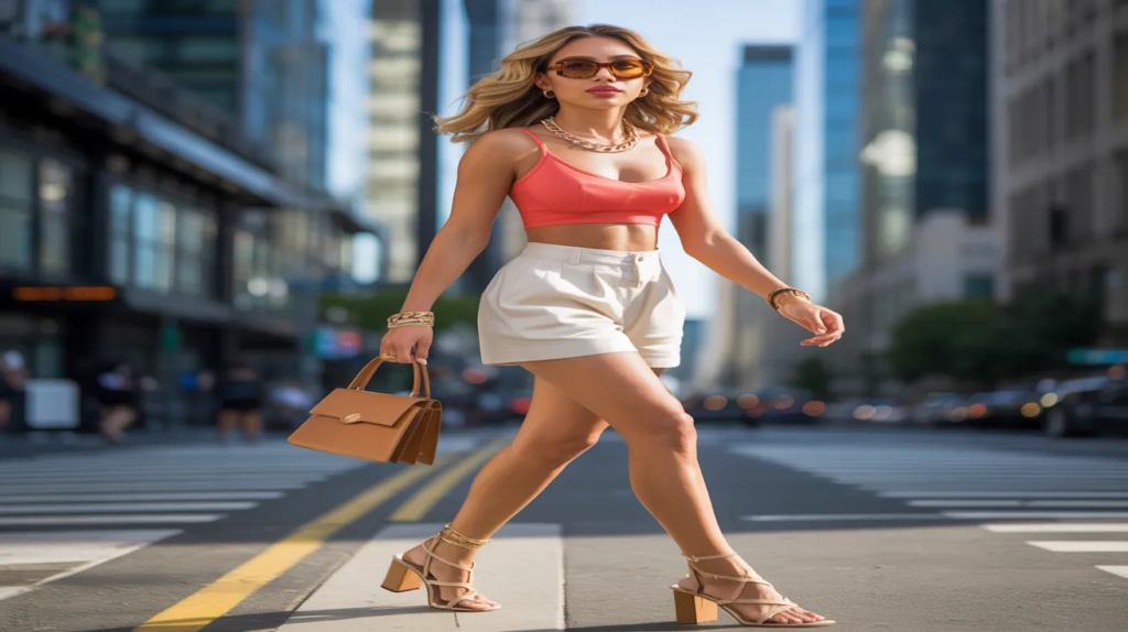 "types of shorts outfits women 2026 denim linen tailored biker bermuda"