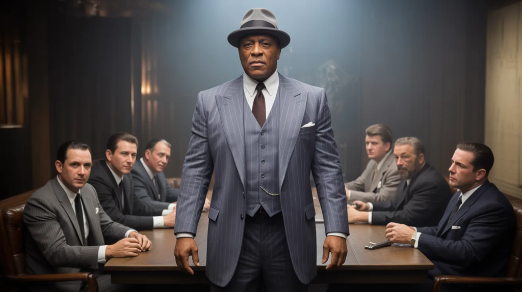 "mafia suits men style 2026 double breasted peak lapel navy charcoal"